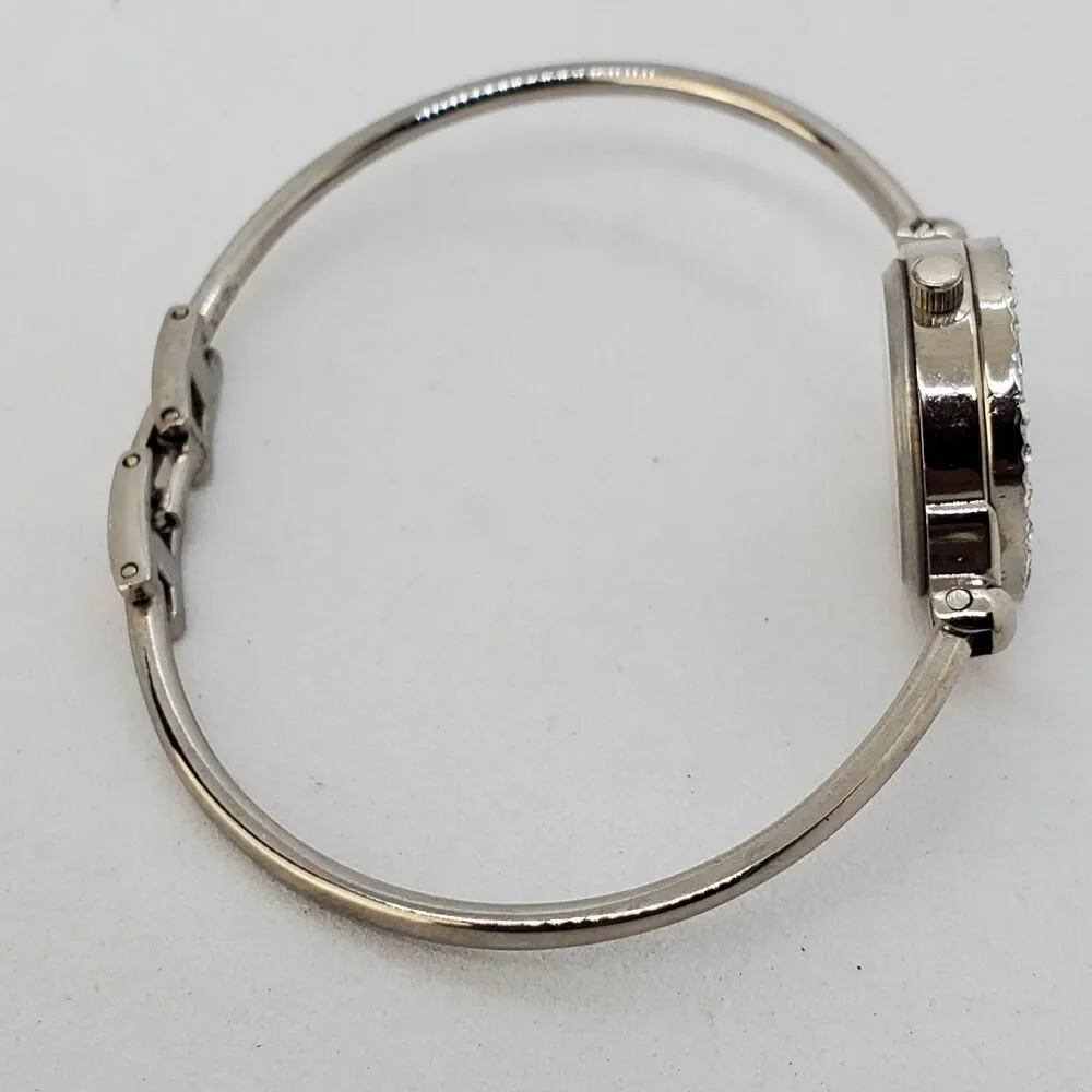 Polini Women's Cuff Watch White Dial Crystal Bezel Gray Bands 6